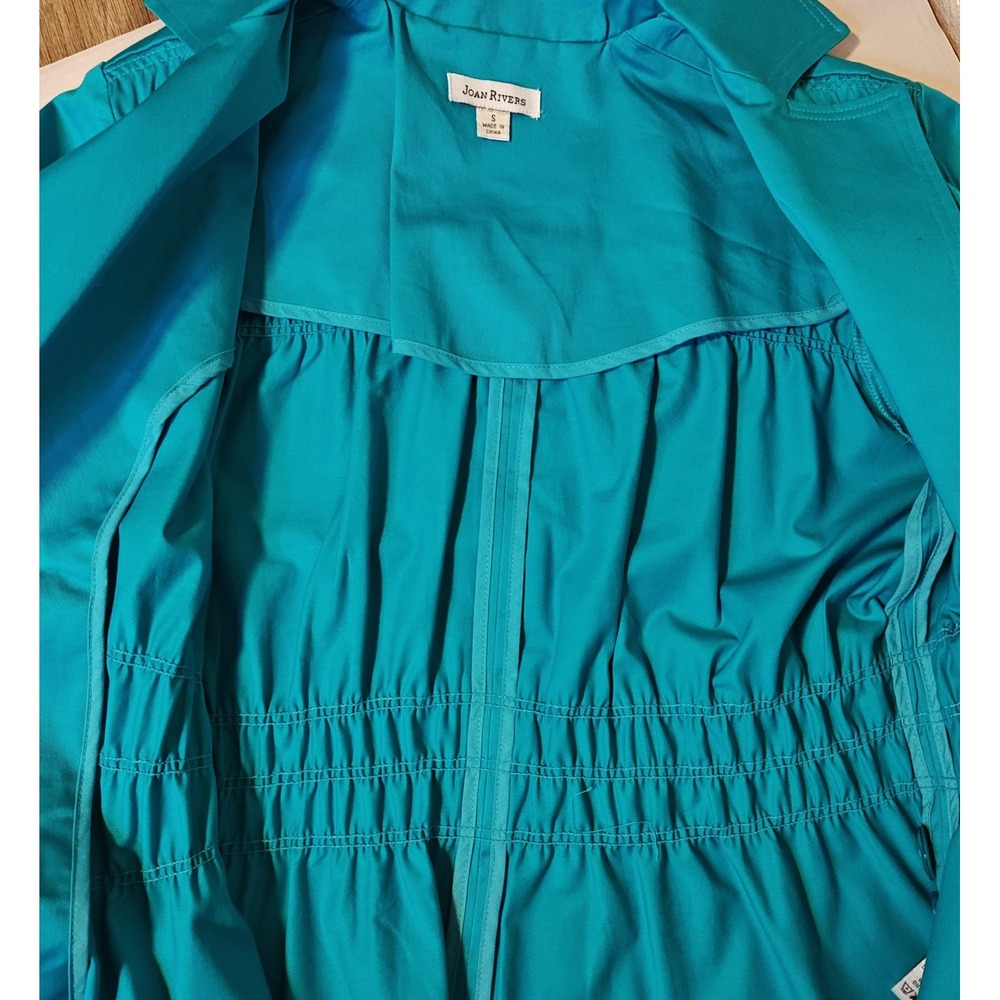 Joan Rivers Jacket Womens Small Teal Blue Cinched Waist 3/4 Sleeve A89526 - Picture 6 of 12